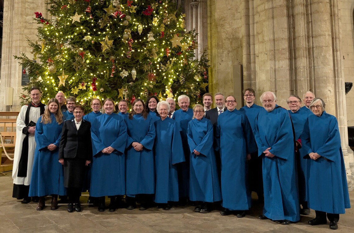 Group photo of Choir in front of Christmas Tree at Ely Cathedral - 3 January, 2026